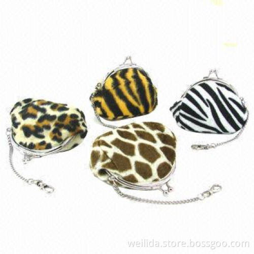 Coin Purses, Made of Leopard Printed Fabric, Sized 10 x 8 x 4cm and Customized Designs Welcomed